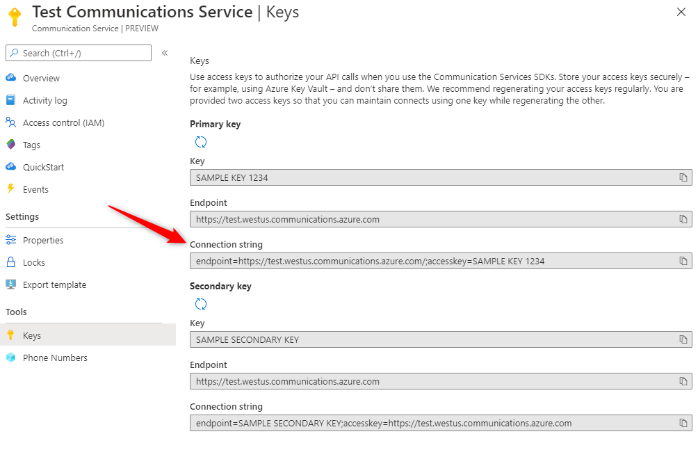 azure resource connection string 